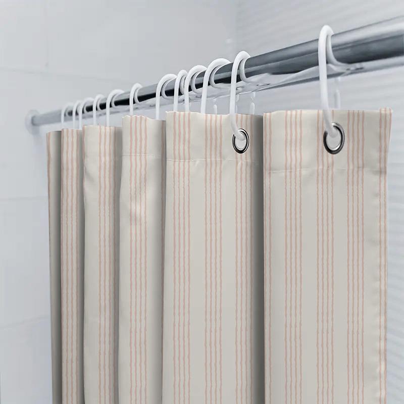 White Striped Bath Mat Waterproof Shower Curtain Home Decor Customizable Size Polyester Modern Bathroom Curtains