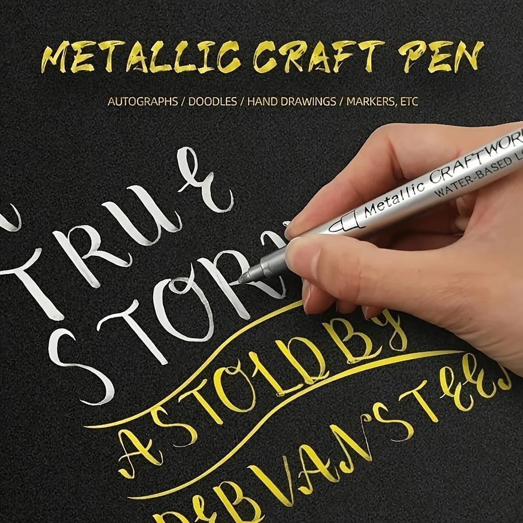 3pcs Metallic Color Marker Pens Golden, Silvery, and Copper Permanent Paint Pens for Crafts, Scrapbooking, and Fabric Art