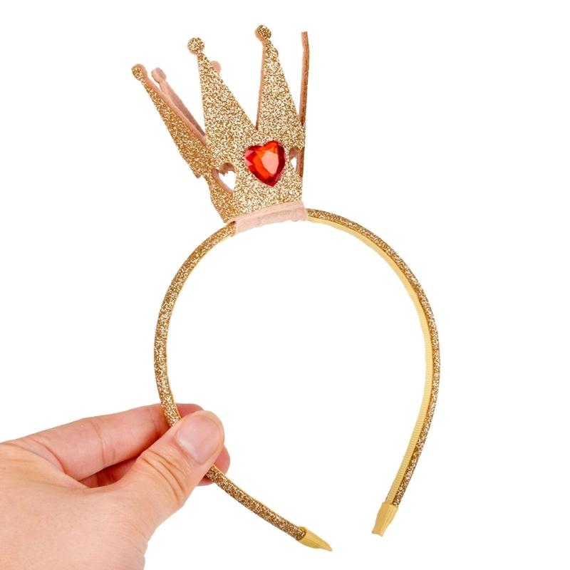 Elegantes goldenes Pailletten-Kronen-Haarband mit Herz-Strasssteinen, Kronen-Stirnband für Party-Geburtstagsfeiern, alle Altersgruppen, Haarreif