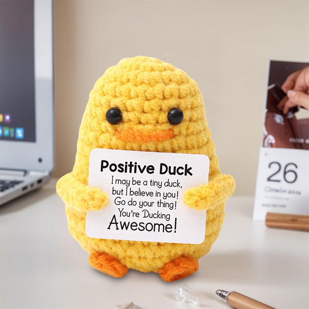 Crochet Duck Knitted Positive Duck Creative Christmas Halloween Gift Decoration Emotional Support Toy for Family Friends