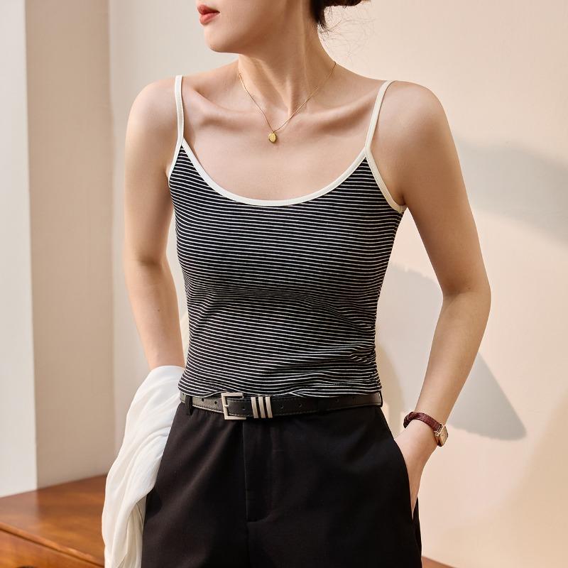 Dámské vysoce bavlněné proužkované tílko, letní, s vysokým pasem, krátké, sexy vrchní díl