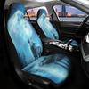 2pcs Wolf Howling Moon Car Seat Covers - All-Season Fit, Easy To Install, Durable Polyester, Machine Washable, Ideal For Enhanci
