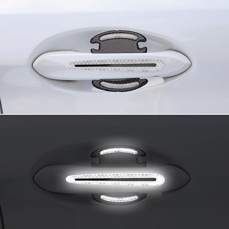 

4 шт. Автомобильная универсальная дверная ручка 3D наклейка предупреждение светоотражающая краска царапины мягкая резиновая защитная пленка дверная ручка протектор