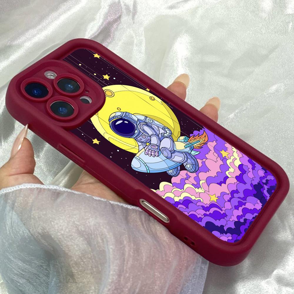 JT28 Astronaut Cosmic Voyage Phone for for iPhone 17 Pro Max Samsung S26 Ultra A17 A16 A06 A07 Xiaomi 15T Redmi Note 14 Pro Plus Soft TPU Case Cover