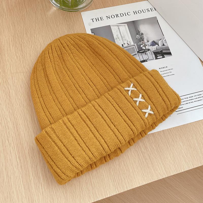 Hat for Women In Autumn and Winter Versatile Korean Thickened Warm Ear Protection Cute Knitted Wool Hat for Women Korean Style