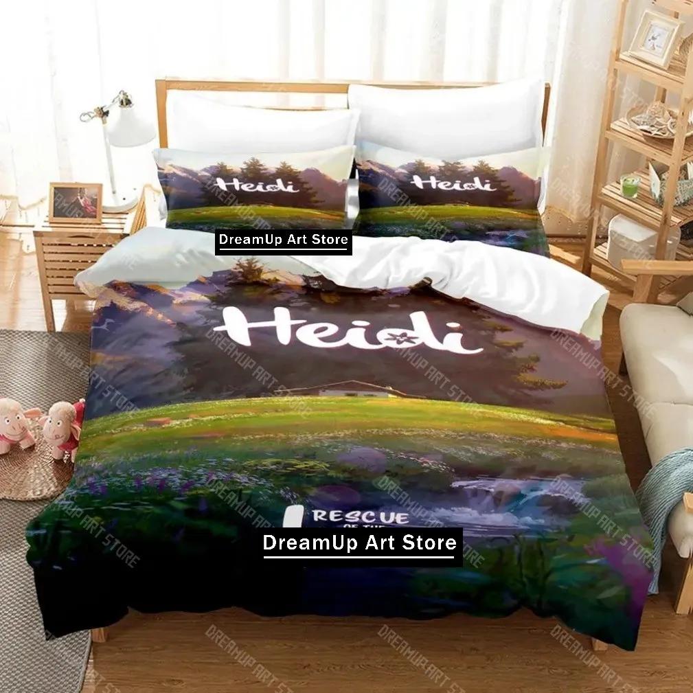 Alps Heidi Bedding Set,Maiden Of The Alps Bedding Set Girl From,Funny Heidi And Family Cartoon Print Quilt Cover Pillowcase