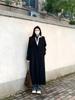 Women's Extra Long Grey Trench Coat, Spring/Autumn 2025, Ankle-Length Casual Outerwear
