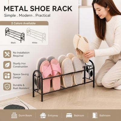 Scarpiera Metallica a Due Piani Scaffale per Scarpe Scaffale per la Casa Per Ingresso Bagno