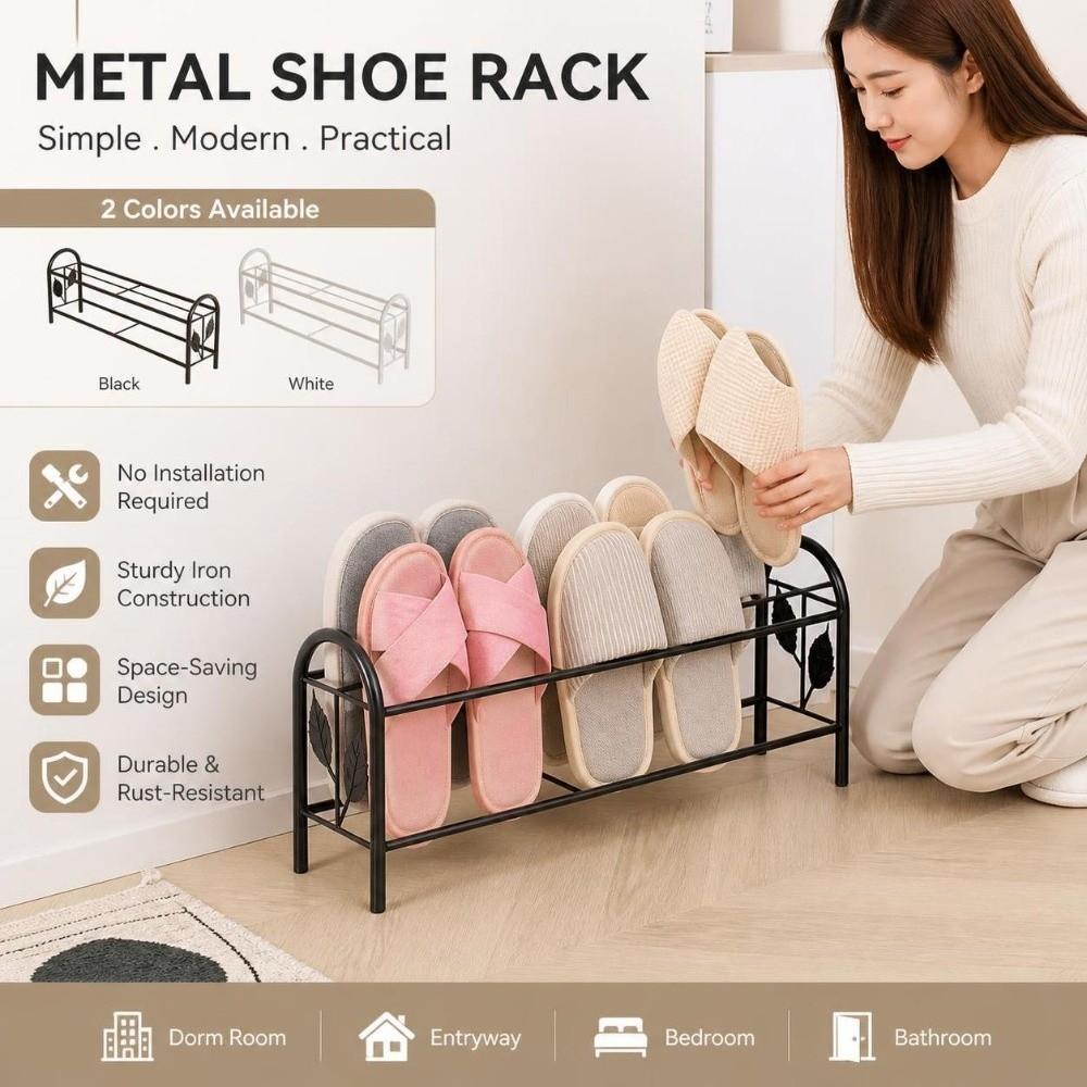 Metal Shoe Organizer Rack Two-Layer Shoe Storage Shelf Home Storage Shelf For Entrance Bathroom