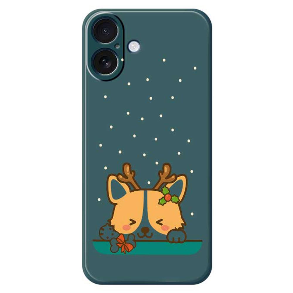 

For iPhone 17 Case Cute Deer Pattern Printing Straight Edge TPU Phone Back Cover Green