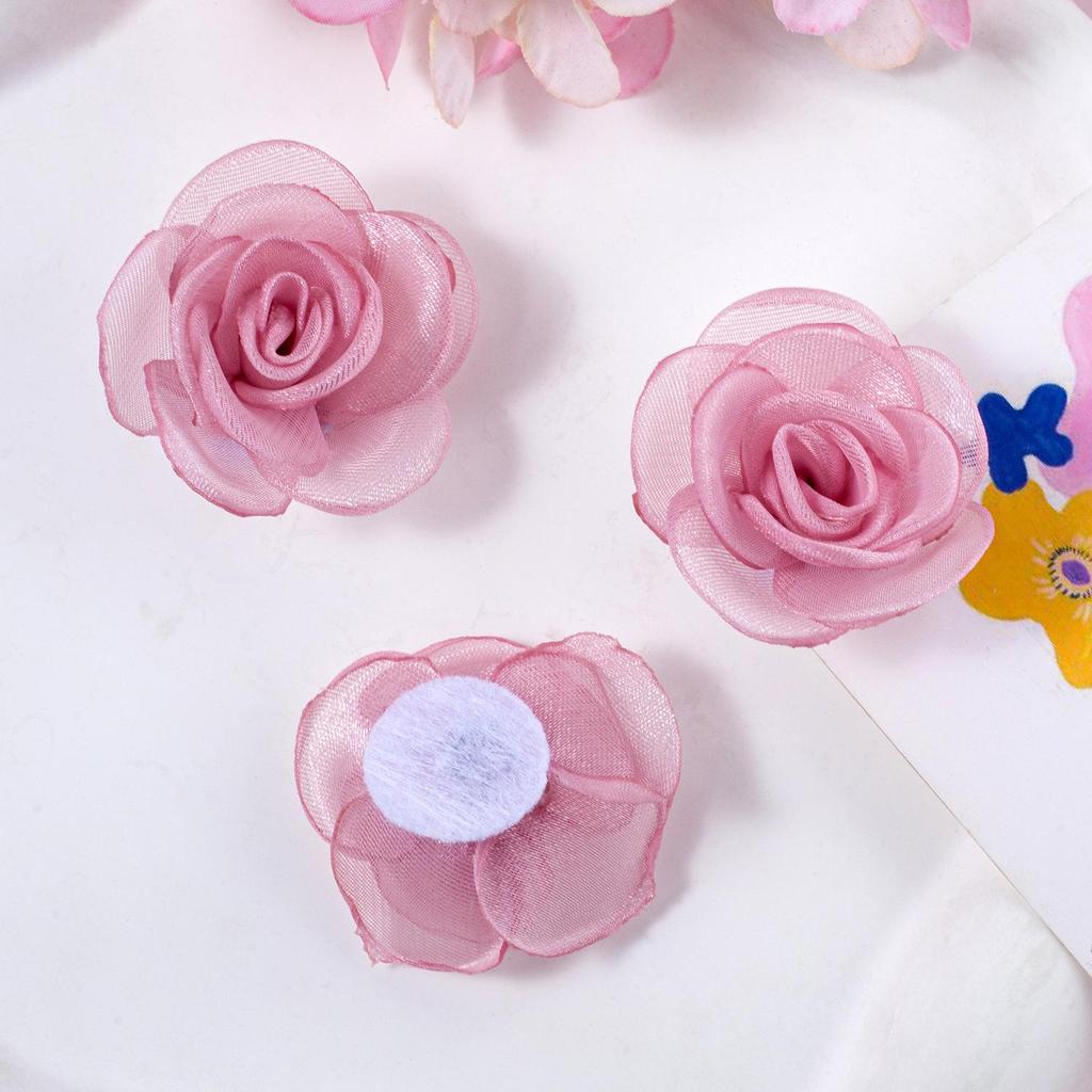 Handmade Chiffon Mesh Rose Flowers: Burned Edge Hair Clips, DIY Accessories for Shoes, Hats, and Clothing.