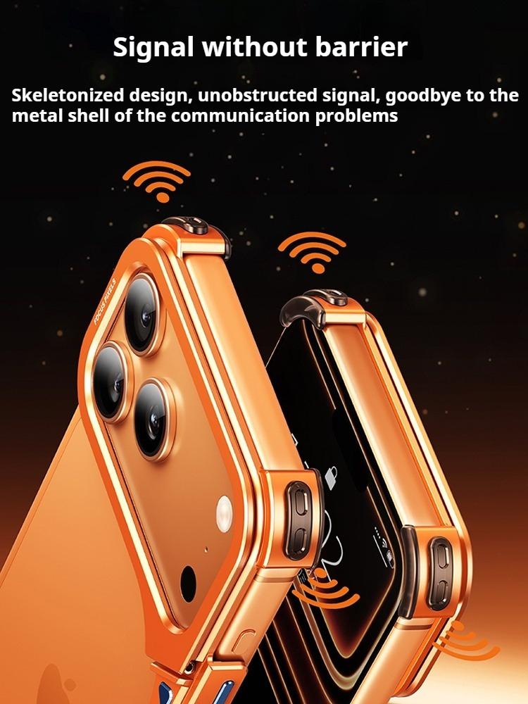 9-Shaped for iPhone 18 17 Pro Max Bumper Phone Case Metal for Magsafe Wireless Charging With Lens Holder Stand Frameless