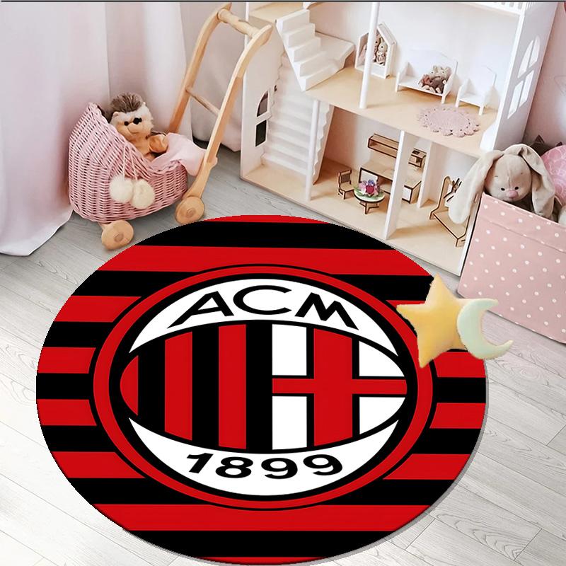 1PCS Tappeto Rotondo Milan Football Club Stampato Tappeto Rotondo per Area, Tappeto per Casa Ufficio, Tappeto Rotondo per Sedia, Tappeto Decorativo Regali per Fan Regalo di Natale