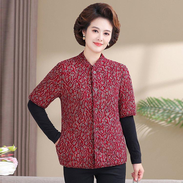 Women's Camel Down Cotton Vest for 50-60-Year-Olds: Thick, Mid-Sleeve Winter Jacket