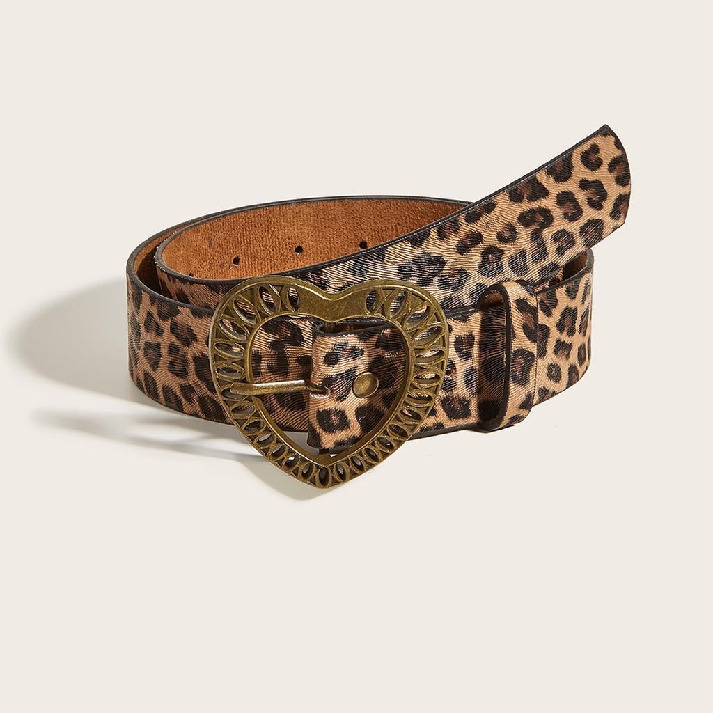 Women's Fashion Leopard Print Belt PU Leather Waistband for Jeans Casual Trousers and Dresses Adjustable Waist Sash