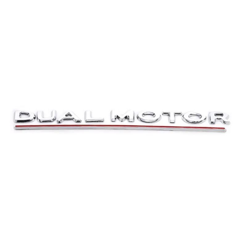 E5 DUAL MOTOR Achterlogo voor Tesla Model 3 Y S X Letters Embleem 3D Auto Styling Spatbord Badge Emblemen Decoratie Auto Accessoires
