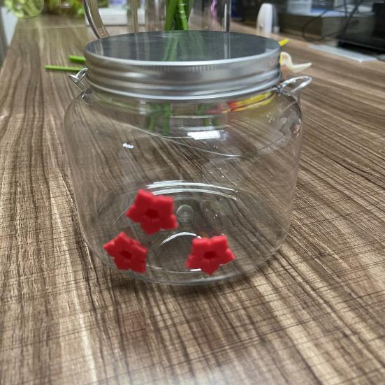Bird Feeder Hanging Wide Opening Leak-free Flower Feeding Jar Strong Toughness 1/3/4 Flower Hummingbird Feeder Garden Supplies