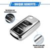 Car Remote Key Fob Cover Case Shell Protector 3 Button Compatible for VW Tiguan 2009-2017, Full Protection TPU Silver Tone