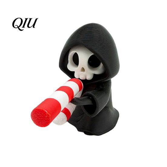 Creative Halloween Design Mini Grim Reaper Statue, 3D Printed Skull Fun Accessories Figurine for Tabletop, Desk, Shelf Home Decor Gothic