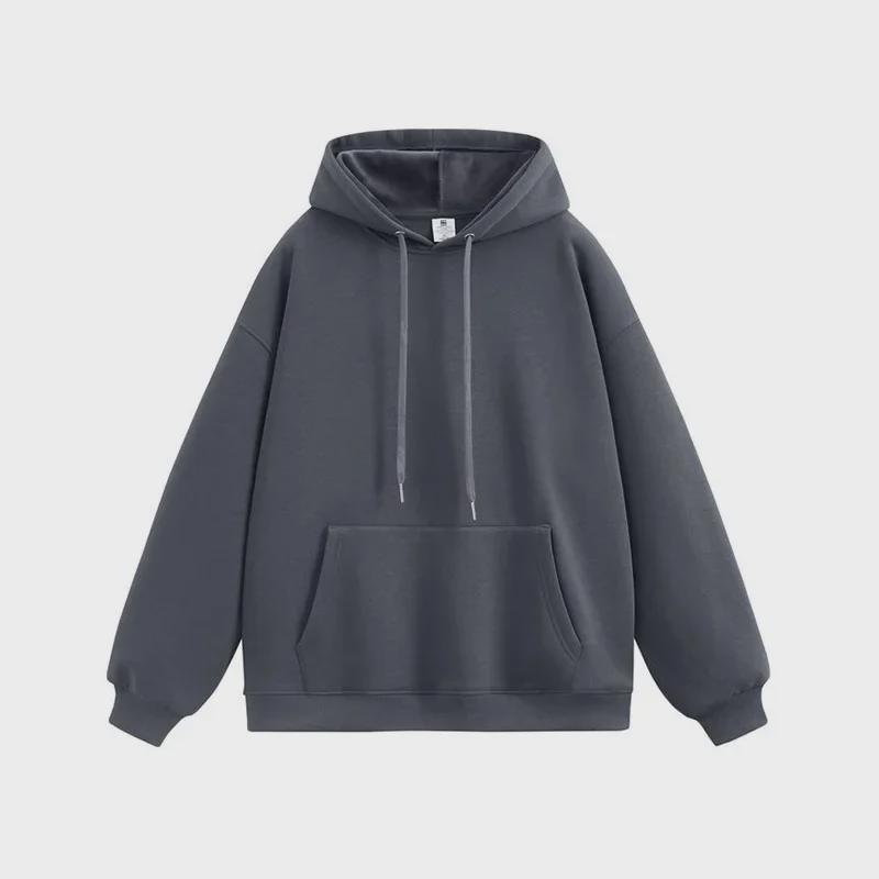 Women's Silver Fox Hooded Sweater: Autumn/Winter 450g Fleece, Long Sleeve, Casual Solid Color, Loose Fit