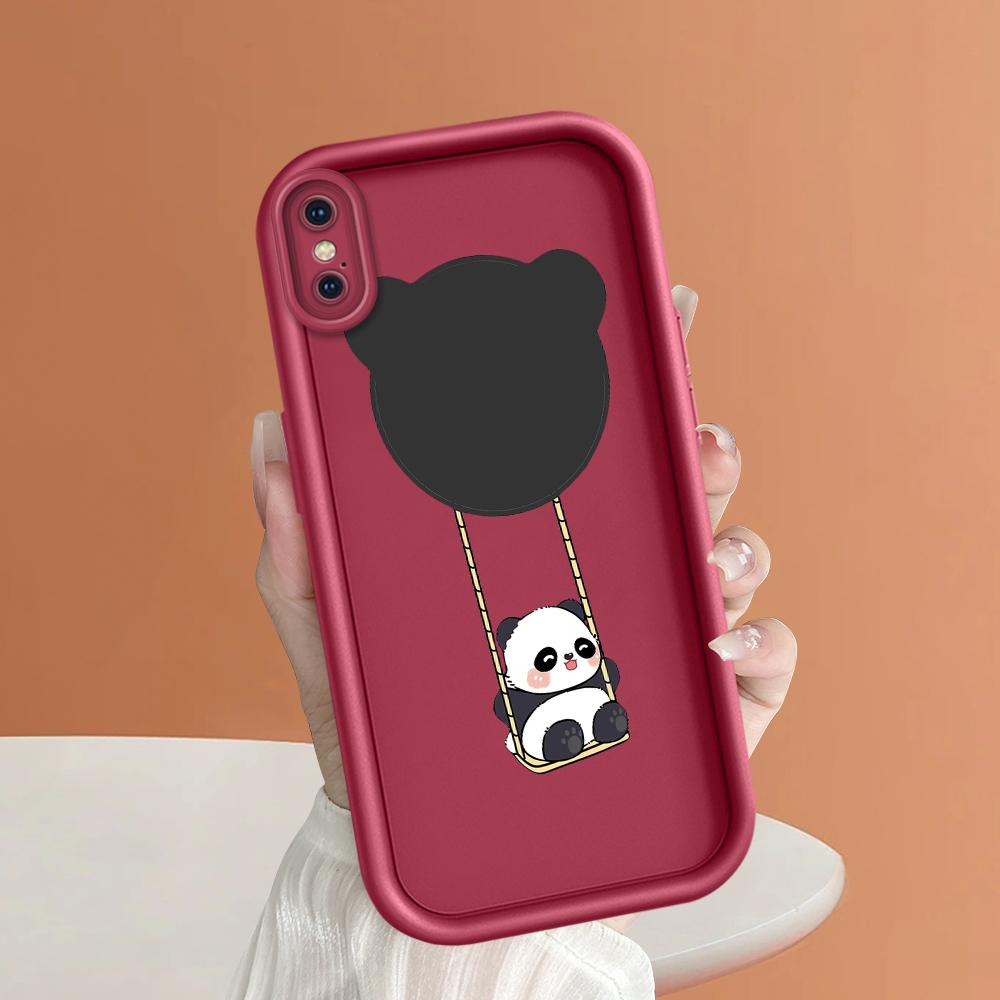 Liebliche Niedliche Panda Schaukel Handyhülle für Realme OPPO Reno VIVO Infinix Tecno Oneplus Vollständige Abdeckung Kamera Stoßfester Schutz Gummihülle Abdeckung
