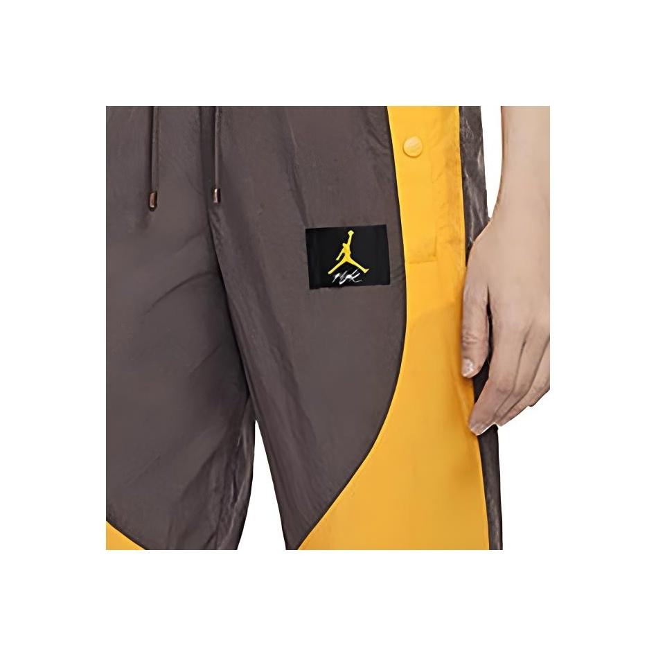 Nike Color Block Drawstring Cuffed Retro Sports Pants Women Bottoms Brown Yellow CV7804-041