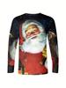 Men's Long Sleeve T-Shirt Men's Round Neck Long Sleeve Santa Claus 3D Print Casual Long Sleeve Print Clothing Clothing Basic Fashion Classic Comfort