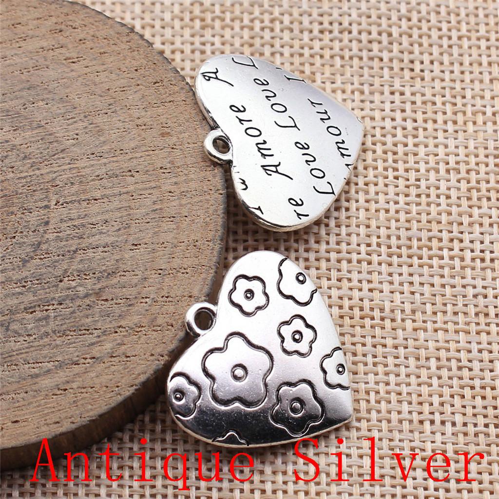 Big Heart Shaped Charms Pendant For Bracelet Necklace Jewelry Making Craft Findings