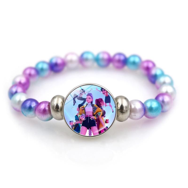 K-Pop Demon Hunters Handmade Glass Bead Bracelet Huntr-X Rumi Zoey Mira Bangles Unisex Jewelry Accessories Fans Gift