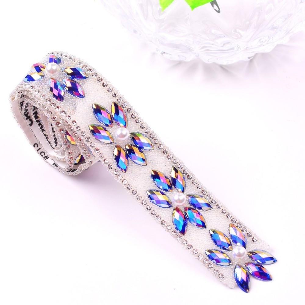 Apparel Accessory Colorful Rhinestone Chain AB Color Horse Eye Hot Fix Tape DIY Hot Melt Resin Rhinestone Dance Wear