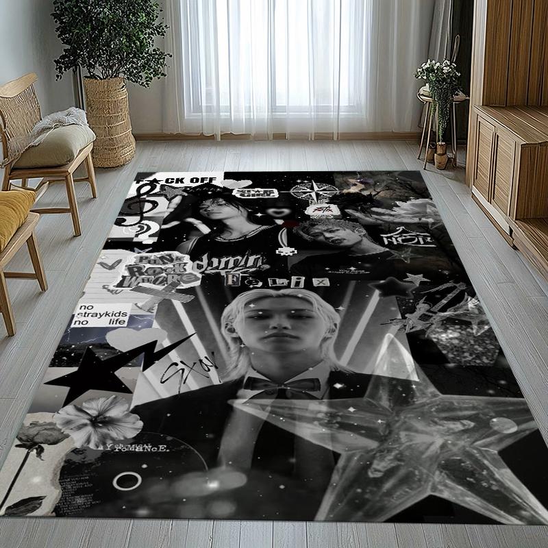 Felix Kpop Stray Kids Star Living Room Non-Slip Area Rug Soft Carpet for Bedroom Kids Playroom Sofa,Home Decor Doormat Gift