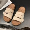 Fashion 2025 Summer New Women's Slip-On Sandals Thick Heel Heightening Casual Versatile Comfortable Beach Cool Slippers Rubber Bottom