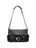CargoSoft Tabby Natural Grain Leather Biker Bag Shoulder Bag, Handbag Medium Womens Black