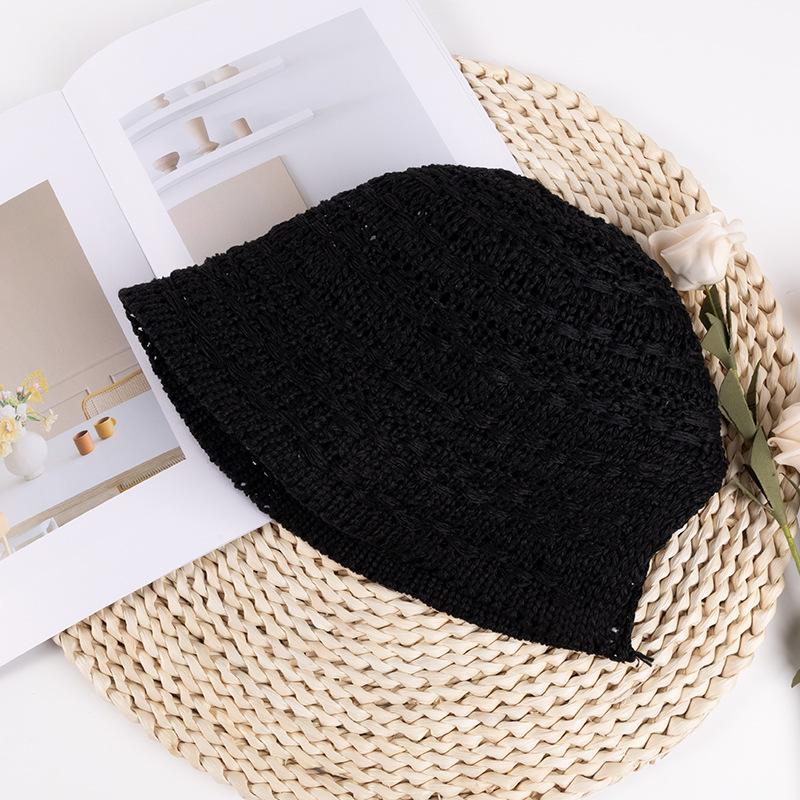Hohler atmungsaktiver gestrickter gewebter Fischerhut Damen Frühling Sommer Sonnenhut Damen Senior Sense Beckenhut 2025 Fischerhut