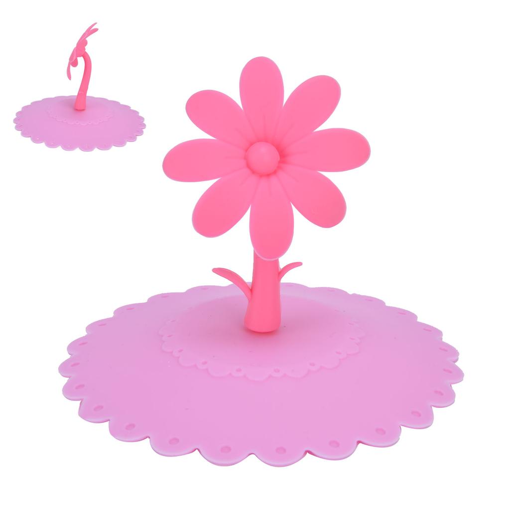 Silicone Lid Dustproof Hot and Cold Beverage Cup Cover with Flower Shape Handle for Kitchen Home