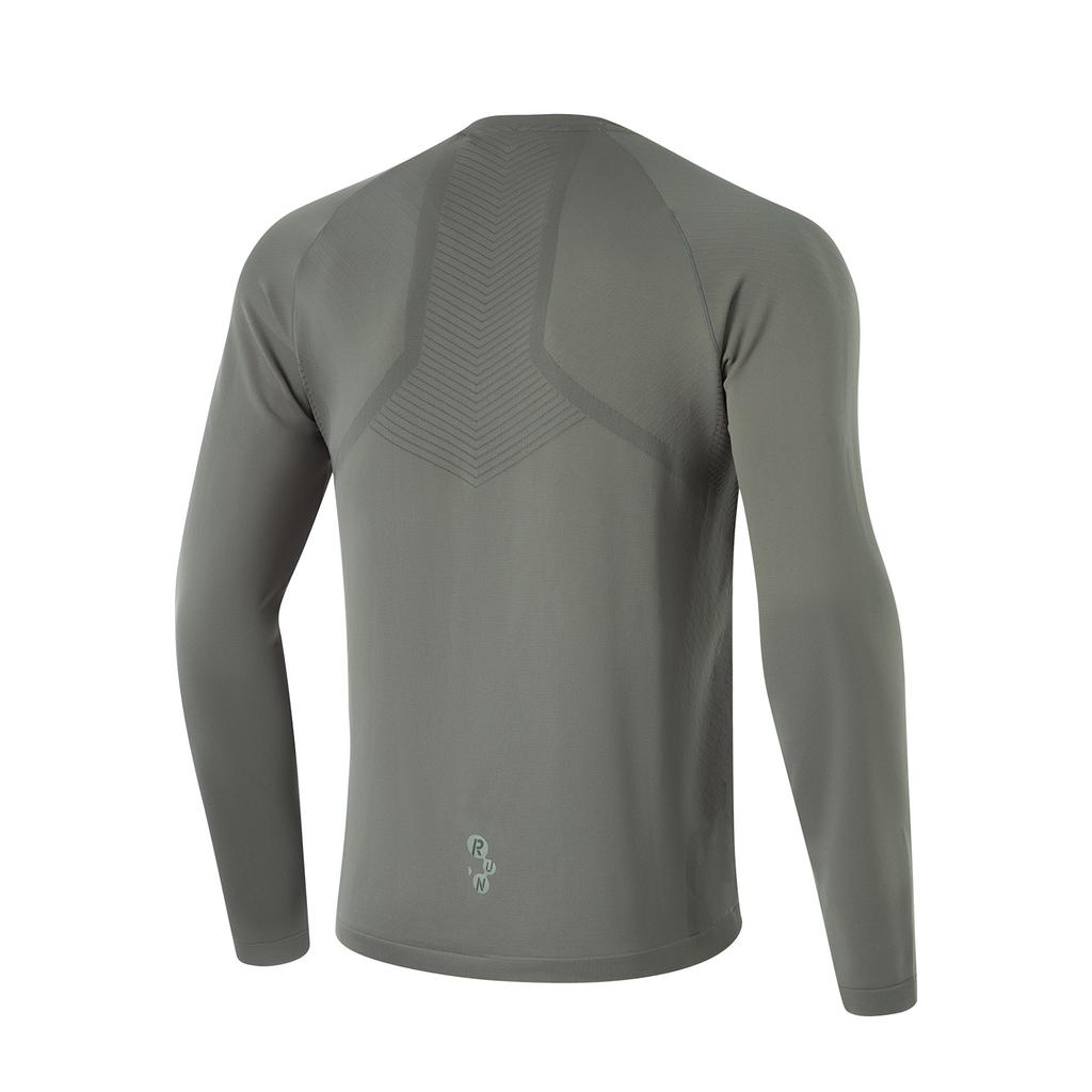 Li Ning Running Series Crew Neck Pullover Logo Long Sleeve T-Shirt Men Tops Asphalt-Gray ATLU047-2