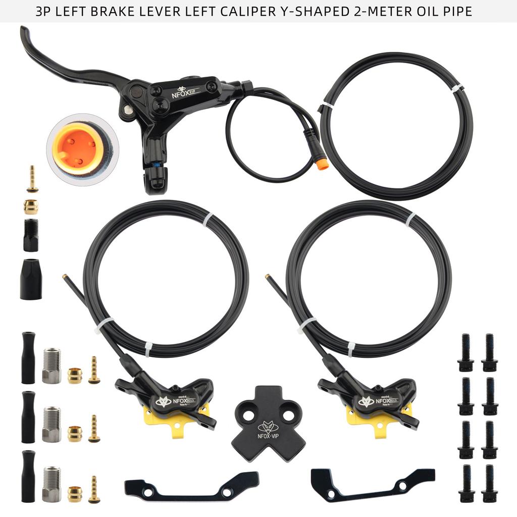 NFOX B015-4 piston caliper tricycle power-off brake handle three-way one support two oil pipe accessories hydraulic brake kit
