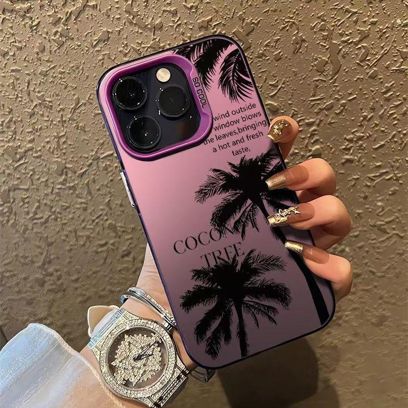 Summer Coconut Tree In English for Apple XR Modified 13Pro Ultimate Edition XRto14Pro Frosted Transparent English Coconut Tree