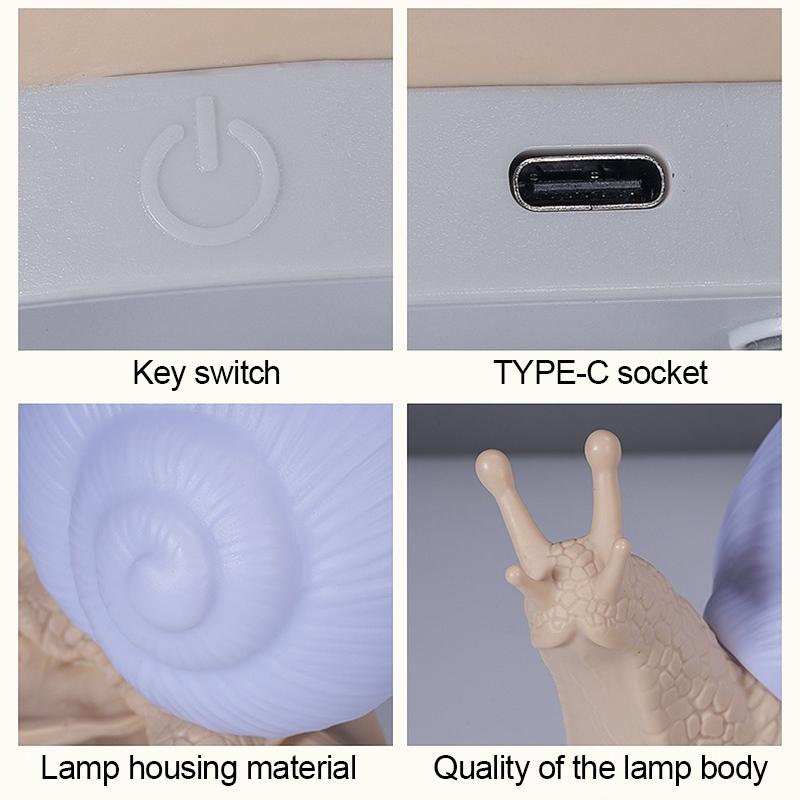 Snail Night Light Cute Lamps Bedside Desk Colors Night Light Gift for Christmas Girls Boys Kids Room Decoration