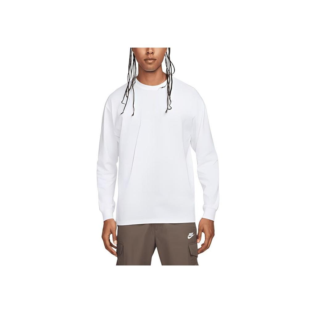 Nike Embroidered Logo Crew Neck Long Sleeve T-Shirt Men White DO7390-100
