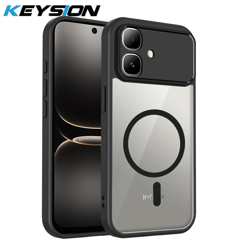KEYSION Transparent Magnetic Phone Case for Infinix Smart 20 Silicone+PC HD Clear Shockproof Back Cover for Infinix Smart 20 for Smart 20 чёрный