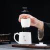White Porcelain Office Tea Cup with Filter – Mutton Fat Design for Personal Use and Gift