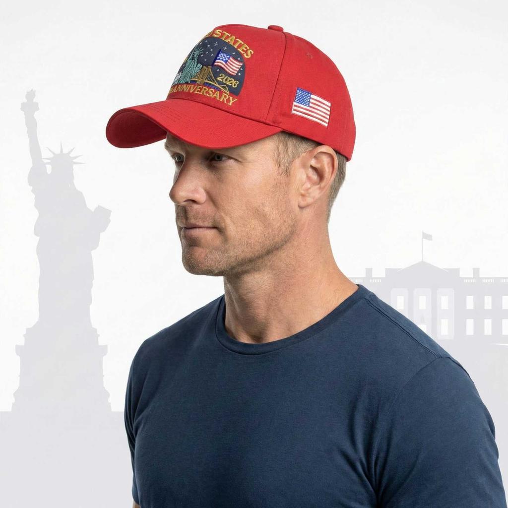 United States 250th Anniversary Embroidered Baseball Cap Adjustable Fit with Statue of Liberty and Flag Print for Adults