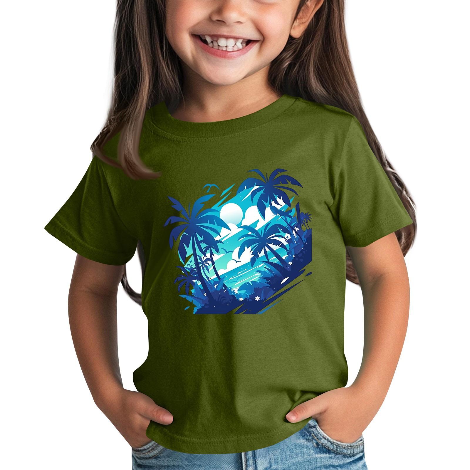 

Детская модная повседневная футболка с круглым вырезом и короткими рукавами 100 армия зеленый