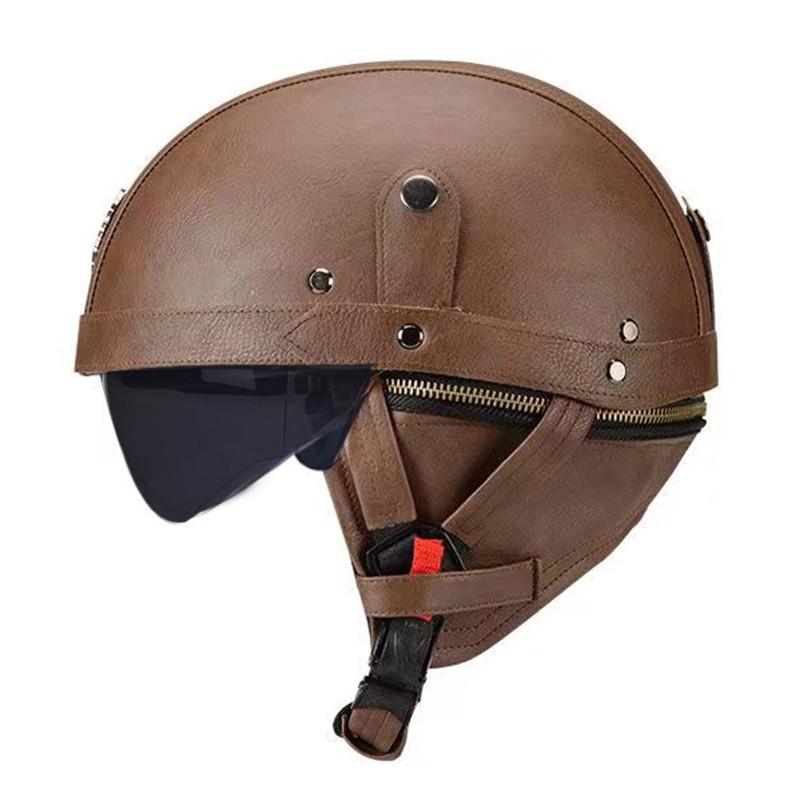 Vintage-Style Open Face Motorcycle Helmet Adults Unisex ABS Half With 3C Certification