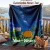 Adventure Time Cartoon Flannel Blanket, Personalized Custom Name Text, Soft Warm Plush Throw Blanket For Gift