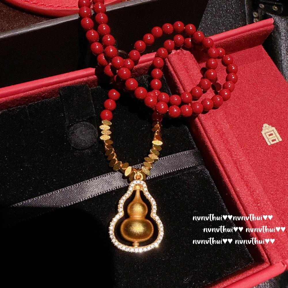 Ancient Gold, Filigree Gourd Fulu Pendant Necklace, New Chinese Style, Lion Dancing Gold Tuo Tuo Red Rope Bracelet, Abacus