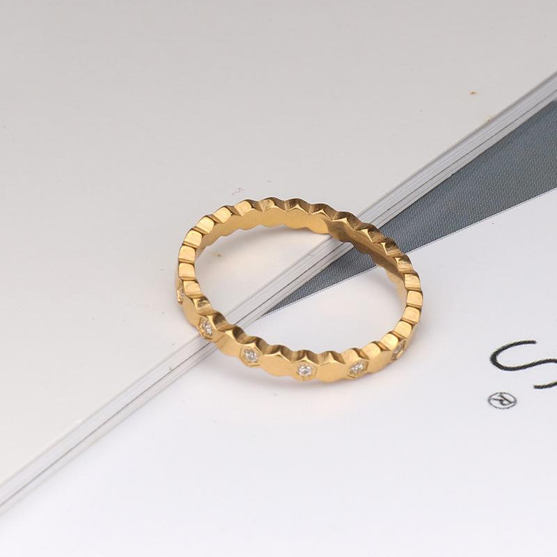 

Titanium Steel Hexagon Ring Cubic Zirconia Jewelry for Women Hypoallergenic Geometric Honeycomb Design Wedding Party Gift 9