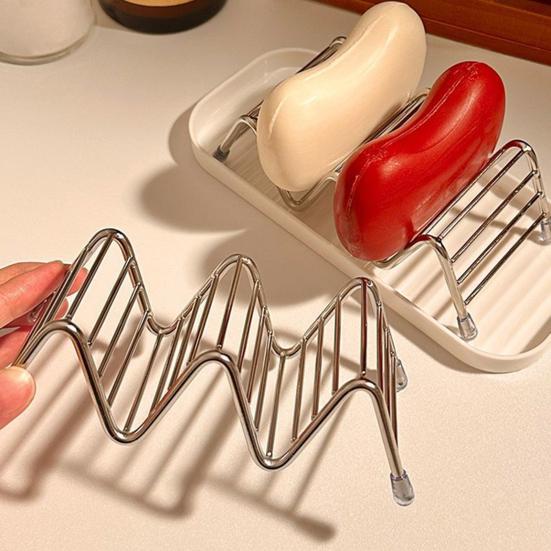 Soap Rack Nail-Free Adhesive Soap Tray with Drainage Holes Waterproof Soap Holder Bathroom Storage Organizer