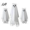 Outdoor Halloween Display Items 3 Pcs Lighted Dog Ghost Hanging Ornaments Spooky Flying Holiday Decorative Fabric Gauze with LED Light for Tree Porch